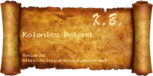 Kolonics Botond névjegykártya